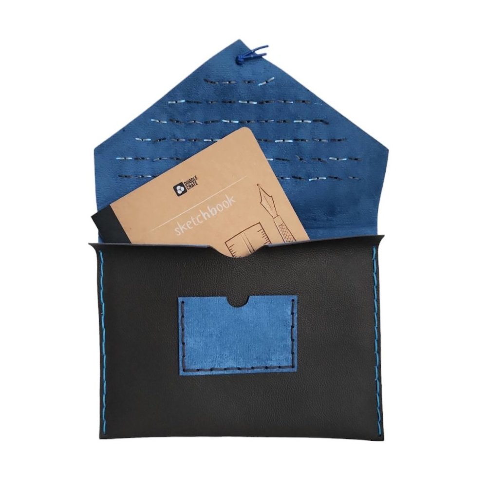 KiwiCo Doodle Crate Faux Leather Art Portfolio And Sketchbook Dk Brown